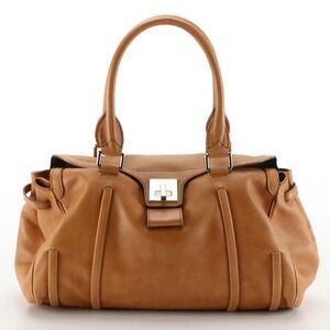 Celine Leather Top Handle Shoulder Bag in Camel Tan Designer
